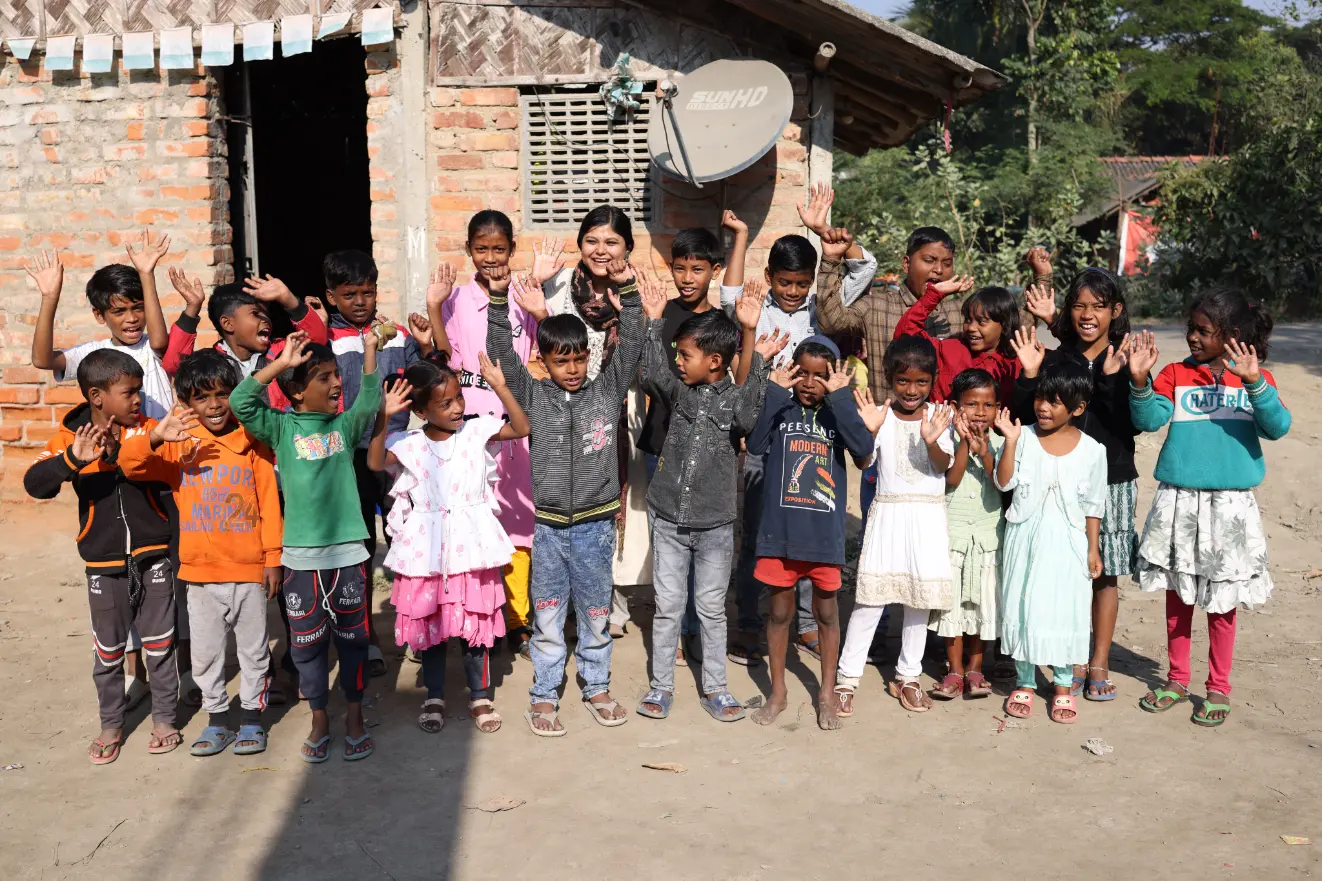 Children participating in a community activity